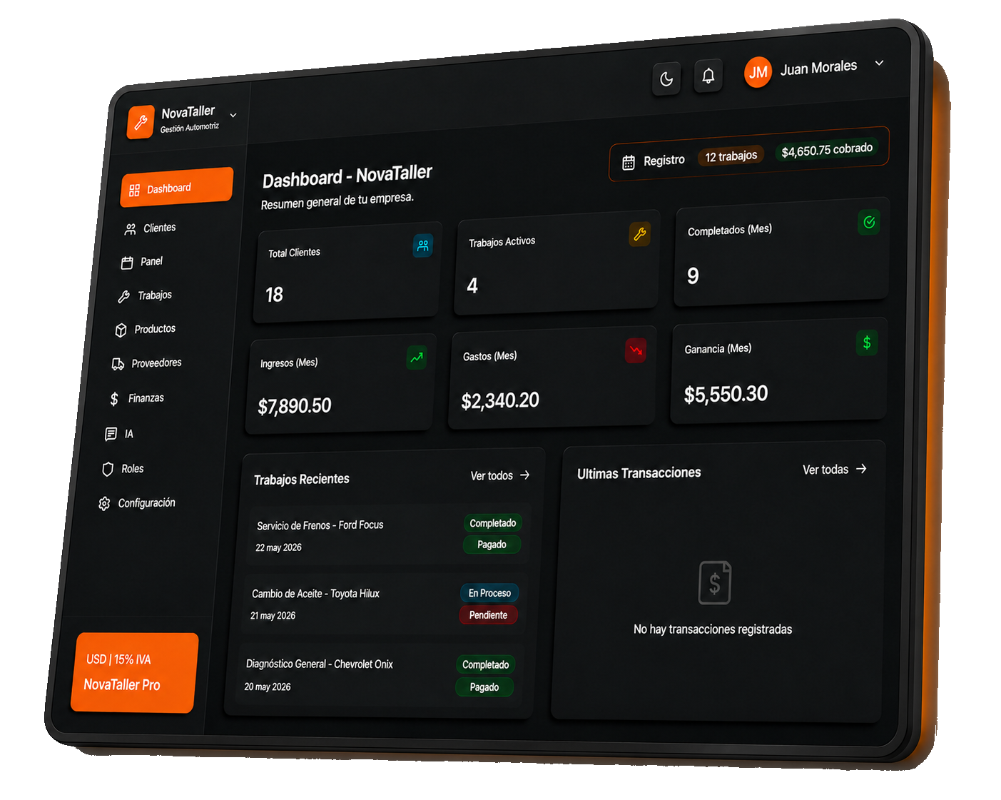Vista previa del dashboard de Podsio CRM